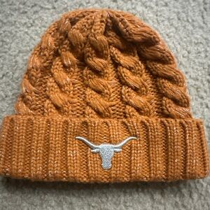 University of Texas Longhorn Women’s Orange Cable Knit Beanie with Longhorn Logo